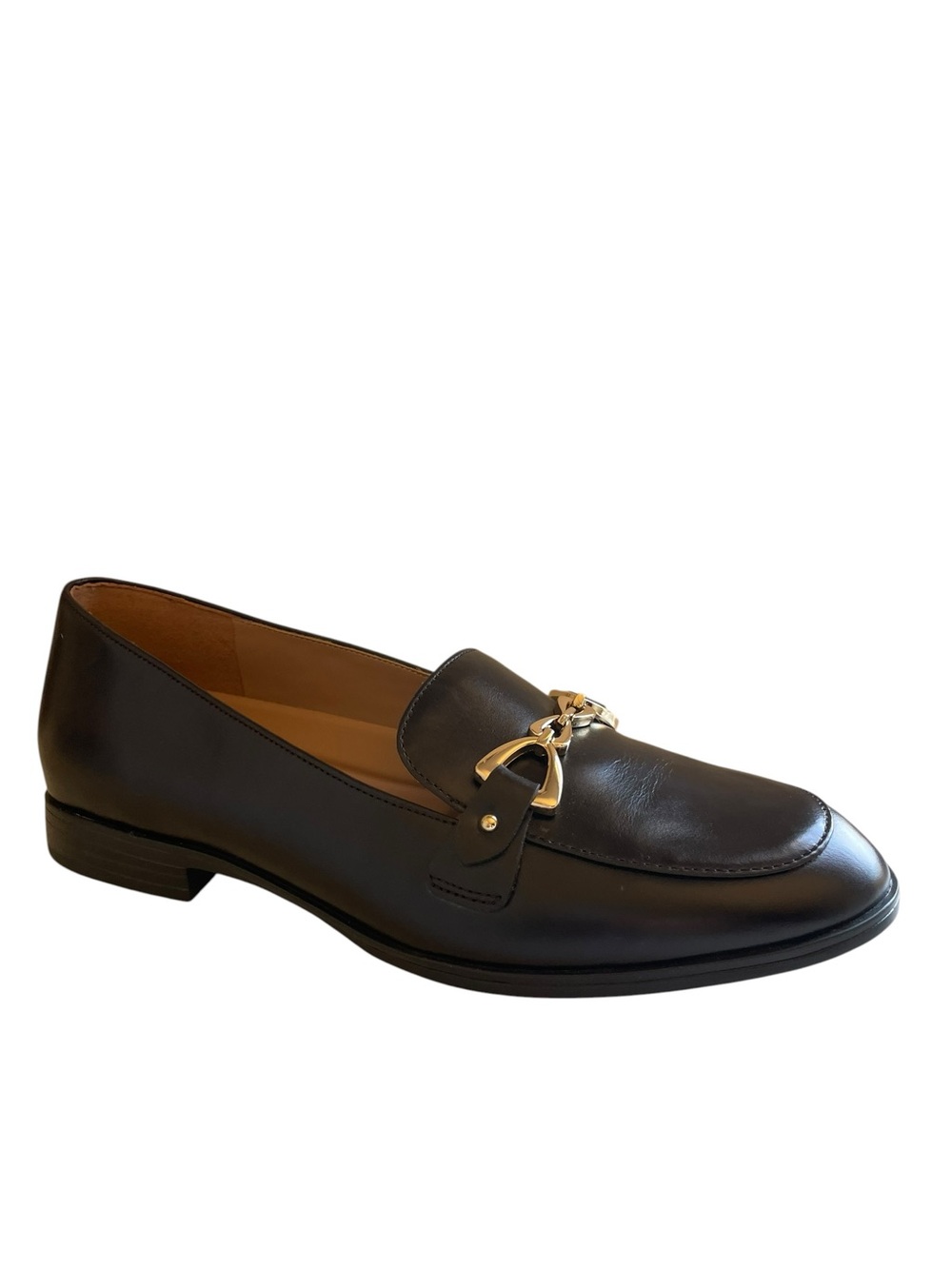 Naturalizer Gala Loafers with Gold Bit Detail Black Leather 8 Wide NEW